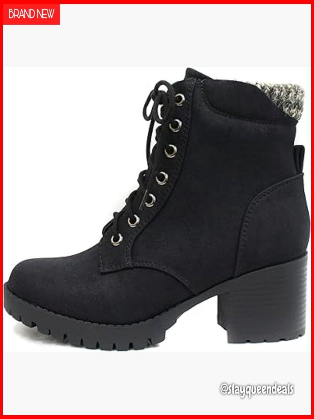 Chunky Heel Combat Ankle Boots with Lug Sole and Side Zipper